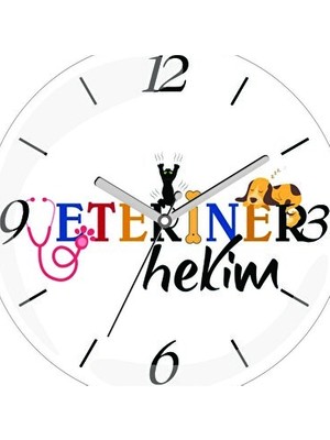 Nomikase Kişiye Özel Veteriner Patiler Temalı Çerçeveli Duvar Saati, Şık ve Anlamlı