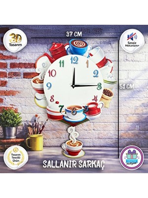 Nomikase Kahve Temalı 3D Tasarım Duvar Saati, Şık ve Fonksiyonel Dekorasyon