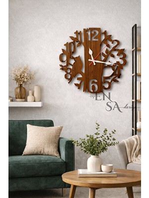 Nomikase Dekoratif Ahşap Mdf Duvar Saati - Sessiz Mekanizmalı, 40CM