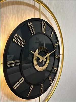 Nomikase Büyük Camlı Metal Duvar Saati - Işıklı ve Modern Tasarım