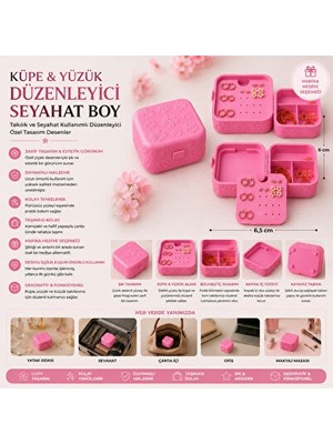 Nomikase Renkli Bölmeli Seyahat Takı Kutusu, Yüzük, Küpe ve Kolye Saklama Çözümü