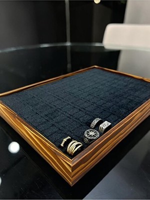 Nomikase Sağlam Ahşap Takı Organizer - 140 Yüzük Tablası ve Kalın Çerçeve