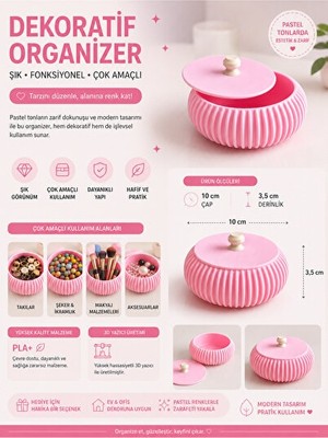 Nomikase Pastel Renkli Çok Amaçlı Saklama Kutusu - Takı, Şekerlik ve Makyaj Için