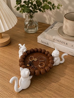 Nomikase Sevimli Kedi Figürlü Takı Tepsisi - Modern 3D Tasarım