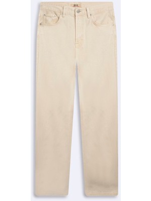 LTB Vanetta Zıp Fermuarlı Straight Krem Jean Pantolon