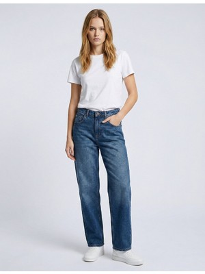 LTB Ollına Str Düz Paça Orta Bel Mid Indigo Jean Pantolon