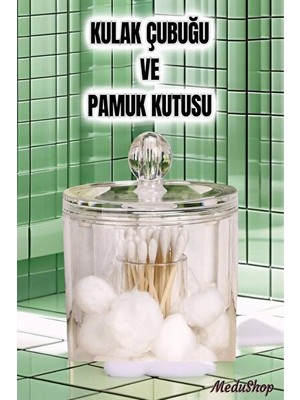 Nomikase Beyaz Yuvarlak Pamukluk ve Kulak Çubuğu Saklama Kutusu