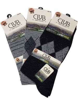 ALFA AKSESUAR 03 Club Lamswool Yün Erkek Kışlık Çorap 3 Adet