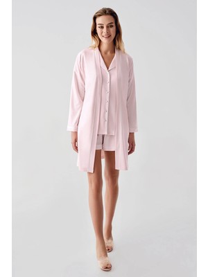 ALFA AKSESUAR 03 Freshness 324 Kadın 4'lü Sabahlıklı Şorlu Pijama Takımı