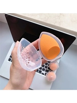 Nomikase Pembe/beyaz Koruyucu Makyaj Sünger Kutusu, Yumurta Modeli