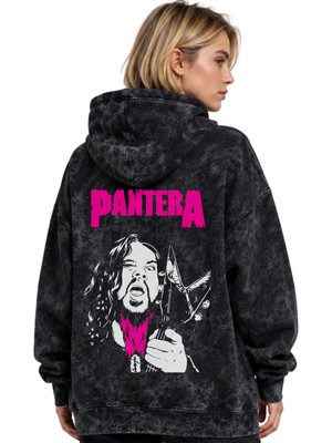 Sevbano Pantera Rock Metal Müzik Grubu Baskılı Unisex Oversize Yıkamalı Premium Hoodie Sweatshirt