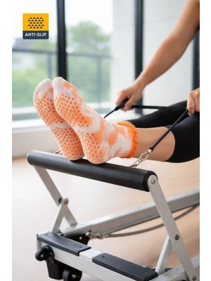 Dore Yazlık Yeni Sezon Yoga Sports Kaydırmaz Tabanlı Batik Model Pilates ve Yoga Çorabı 1 Çift Turuncu 36 - 42
