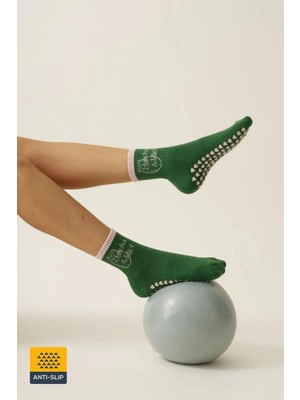Dore Kadın Yeni Sezon Matcha Addict Trend Model Pilates ve Yoga Kaydırmaz Tabanlı Çorap 1 Çift Yeşil 36 - 42