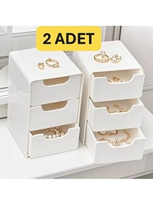 Nomikase Mini Çok Amaçlı Takı ve Aksesuar Organizeri, 3 Çekmeceli Set