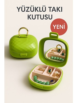 Nomikase Taşınabilir Yüzüklü Takı Kutusu, Ayna ve Çok Bölmeli Organizer