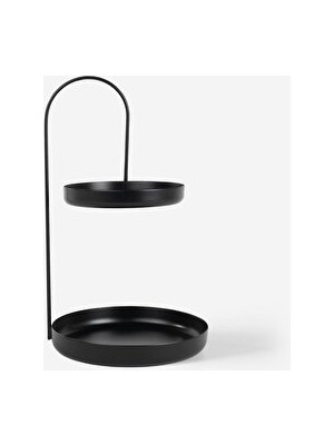 Nomikase Iki Katlı Siyah Metal Takı ve Makyaj Standı - Modern ve Dayanıklı Organizer