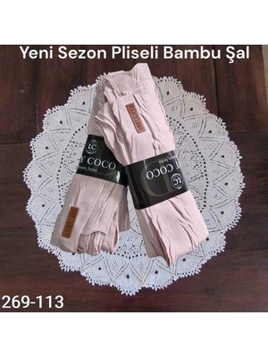 Lady Coco Pliseli Bambu Şal 269-113 (Pudra)