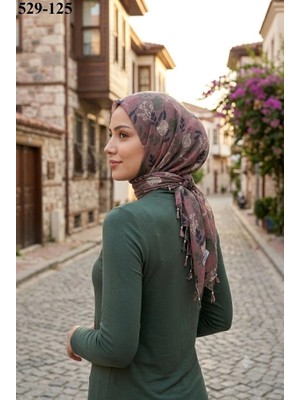 Dolce Life Desenli Sökme Boncuklu Eşarp 529-125