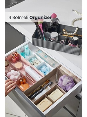 Nomikase Dört Bölmeli Çekmeceli Makyaj ve Takı Organizeri ile Düzenli Saklama