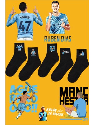 Rabona Fashion Manchester City Şampiyonlar Serisi 5'li Taraftar Çorabı