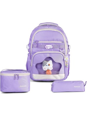 Relaxion 3'lü Set Aksesuarlı Çocuk Ilkokul Çantası Kalemlikli Beslenme Çantalı Sırt Çantası 1920