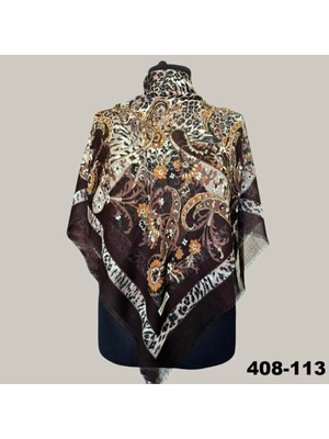 Soft İpek Soft Ipek Etnik Desenli Flamlı Kotton Eşarp 408-113
