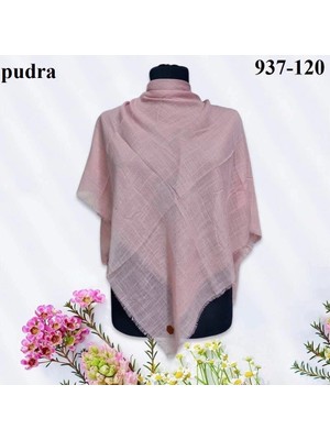 Soft İpek Soft Ipek Düz Renk Flamlı Pamuk Eşarp (Pudra) 937-120