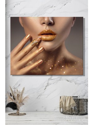 Şehber Yatay Kanvas Tablo Tekli Kuaför Güzellik Salonu Makyaj Nail Art Manikür Yakın Çekim Portre 2657
