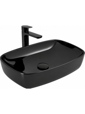Serel Minimal Tezgahüstü Siyah Lavabo - 1633DXL060H