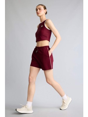 DeFacto Pamuklu Standart Fit Sporcu Kısa Paça Modal Bordo Şort H1990AX26AU