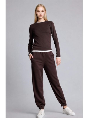 DeFacto Pamuklu Jogger Fit Elastik Bel Dar Paça Basic Kahverengi Pantolon I1114AX26AU