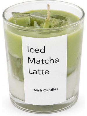 Nish Candles Iced Matcha Latte Doğal Soya Mumu | Dekoratif Bardak Mum | Matcha Temalı El Yapımı Mum