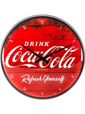 Nostalgic Art Nostalgic-Art 51074 Coca-Cola – Logo Red Refresh Kendin Yap, Duvar Saati 31 cm