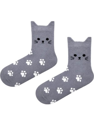 Carnaval Socks Kedi Kulaklı Pati Desenli Unisex Soket Çorap