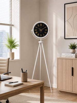 Almira Butik Lüks Beyaz Tripod Ayaklı Saat