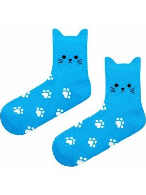 Carnaval Socks Kedi Kulaklı Pati Desenli Unisex Soket Çorap