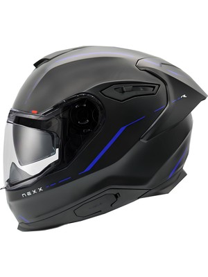 Nexx Y.100R React Mat Siyah-Mavi Kask