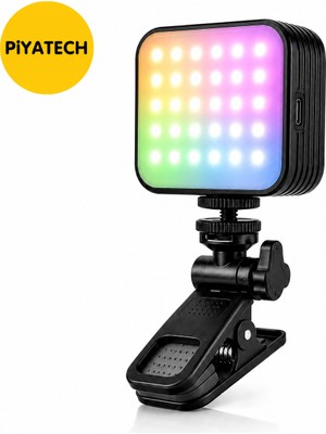 Piyatech Şarjlı Rgb Mini LED Çekim Işığı Vlog Kamera ve Telefon Konferans Işığı 2000MAH
