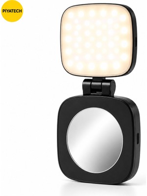 Piyatech XK-FL05 Magsafe Uyumlu Aynalı Mini LED Fill Light Taşınabilir Telefon Standı Fotoğraf ve Video Işığı - Siyah