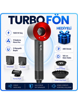 Telvesse Ionizerpro 5 Başlıklı 2026 Iyonizerli Plazma Saç Kurutma Fön Makinesi Askı Aparatı Dahil Kırmızı 08