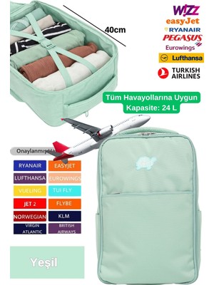 Jet Turtle Seyahat Sırt Çantası 40CM 40X25X15 cm Pegasus, Wizz Air, Ryanair, El Valizi Koltuk Altı Valizi