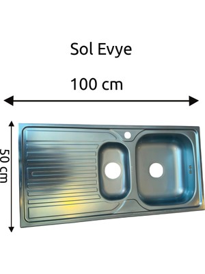 Compact 1,5 Göz Paslanmaz Krom Sol Eviye 50X100 cm