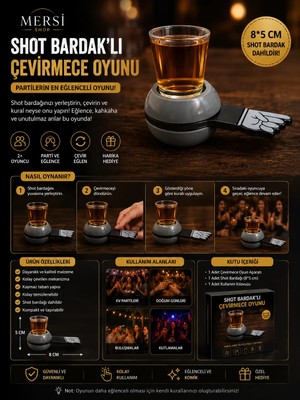 Mersi Shop Shot Bardaklı Çevirmece Oyunu – Parti Içki Oyunu Shot Bardağı Eğlenceli Masa Oyunu