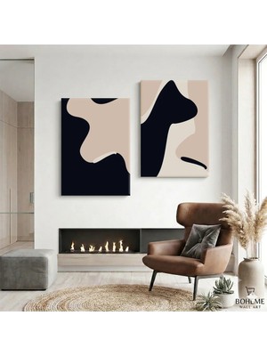 Harikabirev Modern Abstract Desenli Tablo | Artıstıc | 2li Dikey Çerçevesiz Kanvas Tablo | Tmmzcnvs