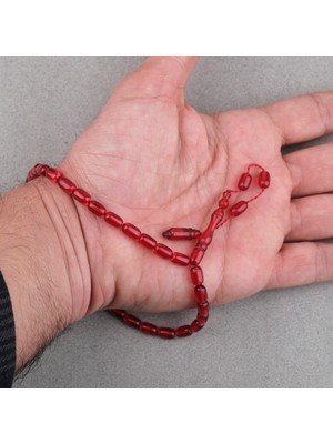 Lapisdo Ateş Kehribar Kapsül Kesim Sistemli Bilek Boy 5X8MM Tesbih Bordo
