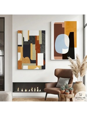 Harikabirev Modern Abstract Desenli Tablo | Colorful | 2li Dikey Çerçevesiz Kanvas Tablo | Tmmzcnvs