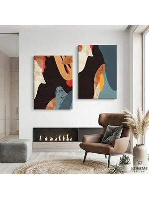 Harikabirev Modern Abstract Desenli Tablo-03| 2li Dikey Çerçevesiz Kanvas Tablo | Tmmzcnvs