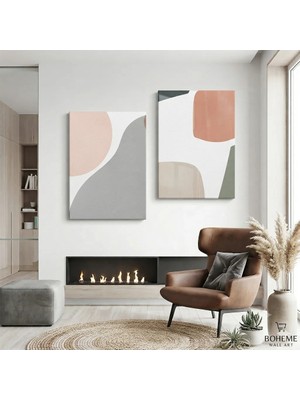 Harikabirev Modern Abstract Desenli Tablo | Pastel2 | 2li Dikey Çerçevesiz Kanvas Tablo | Tmmzcnvs