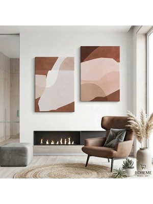 Harikabirev Modern Abstract Desenli Tablo | Soft-2 | 2li Dikey Çerçevesiz Kanvas Tablo | Tmmzcnvs