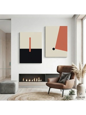 Harikabirev Modern Abstract Tablo | Pembe-Bej | 2li Dikey Çerçevesiz Kanvas Tablo | Tmmzcnvs